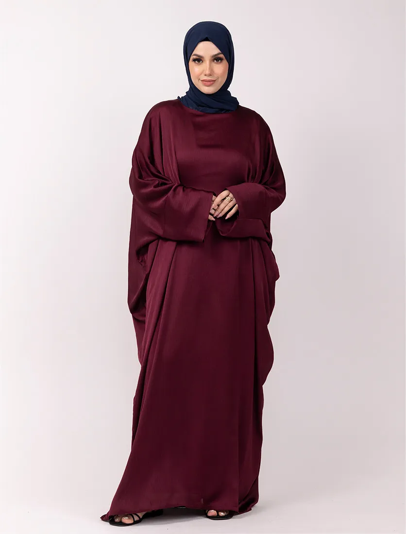 Plum Chiffon Satin Batwing 